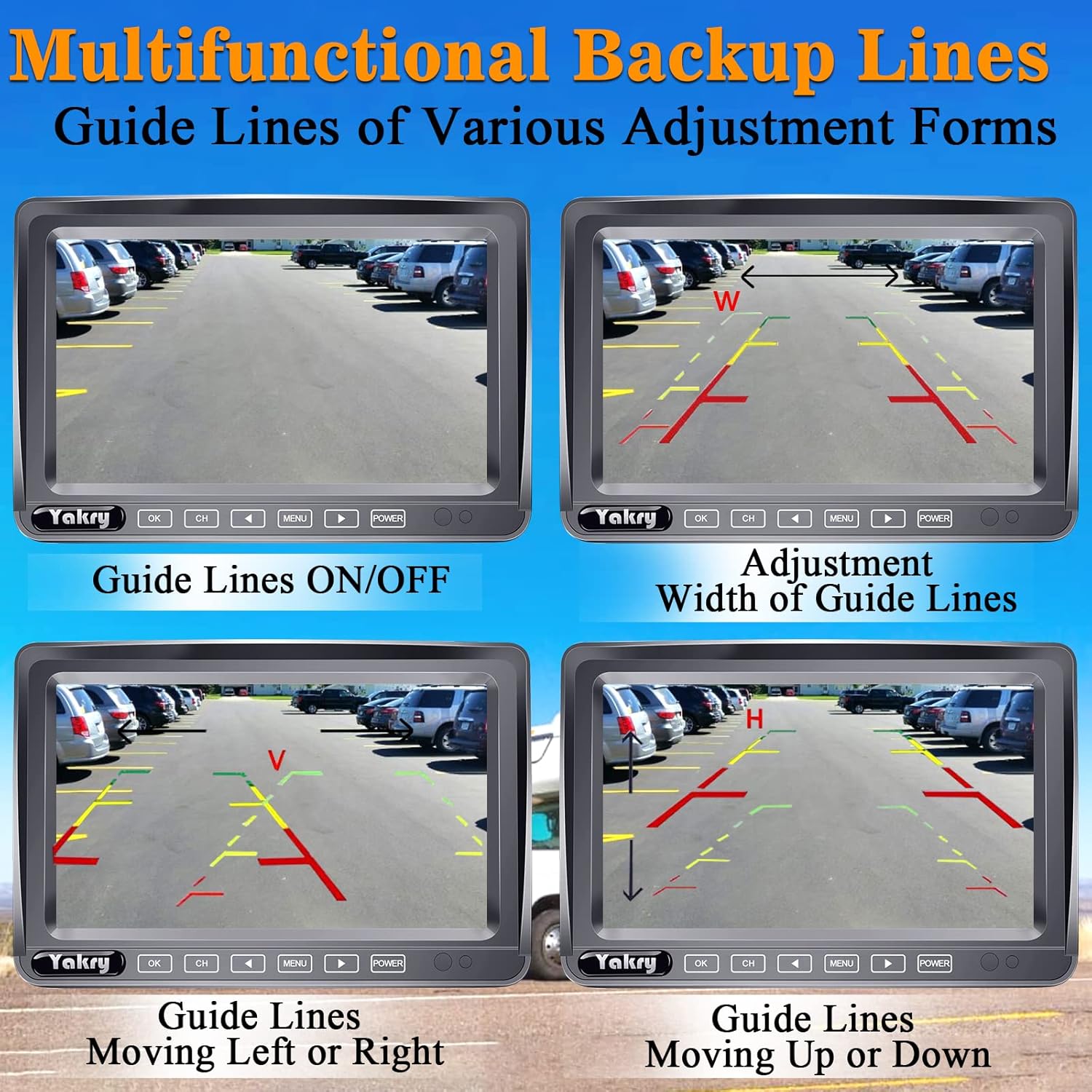 Wireless Backup Camera RV HD 1080P 7 Inch Monitor for Truck Four Channels DVR Recorder Bluetooth Rear View System Night Vision Yakry Y31