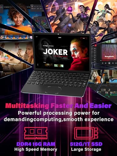 11" Convertible 2-in-1 Touchscreen Laptop, in tel N100,16GB RAM,1T SSD,FHD 1920 * 1200 IPS,Win 11 Pro PC,Backlit Keyboard, WiFi,USB-C,HDMI,Oval Trackpad,Lightweight for Business&Students