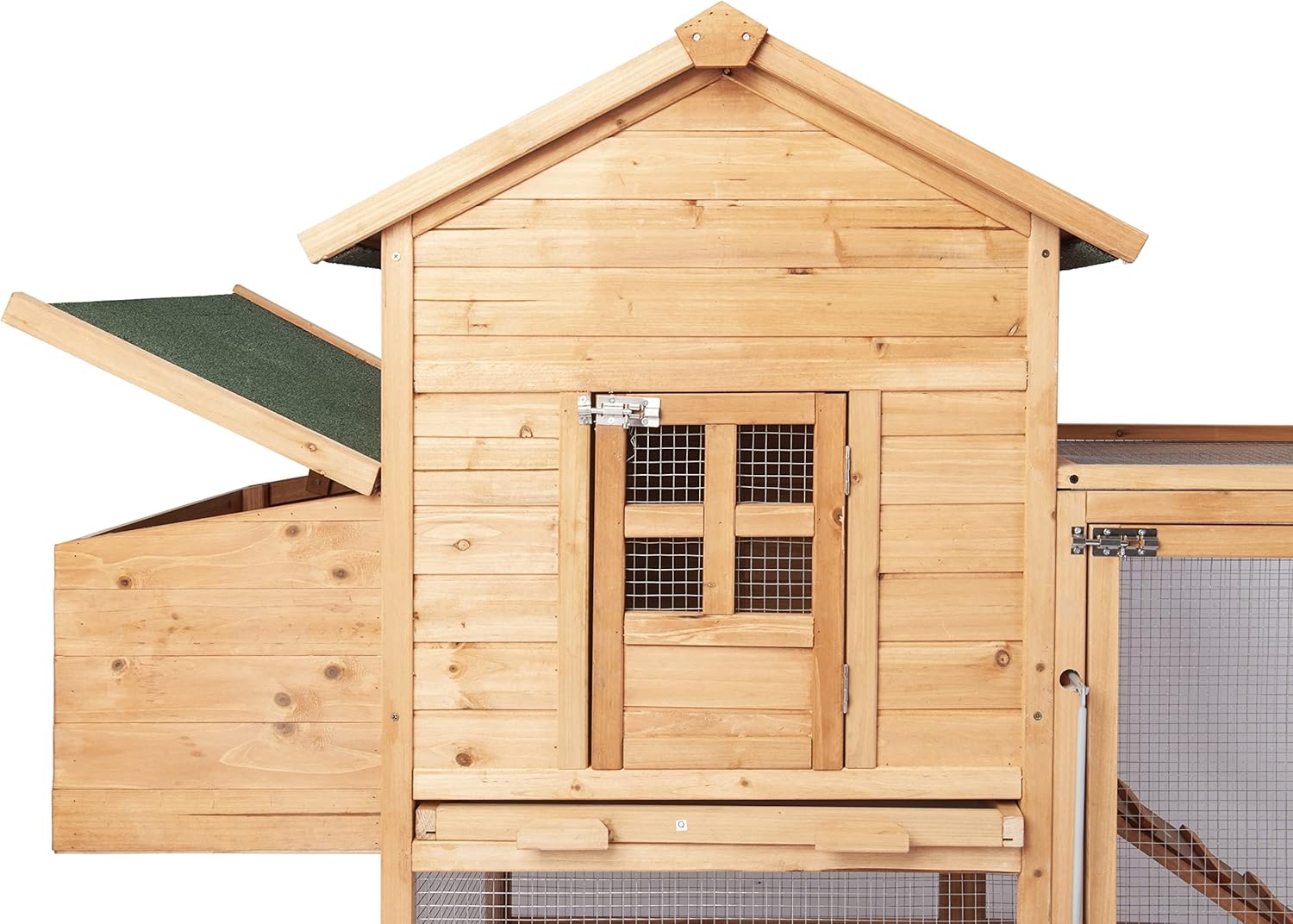 Wooden Chicken coop Pet Hen House Poultry Cage Hutch Small Animals Indoor Outdoor Backyard Nesting Box & Removable Tray, Natural Wood