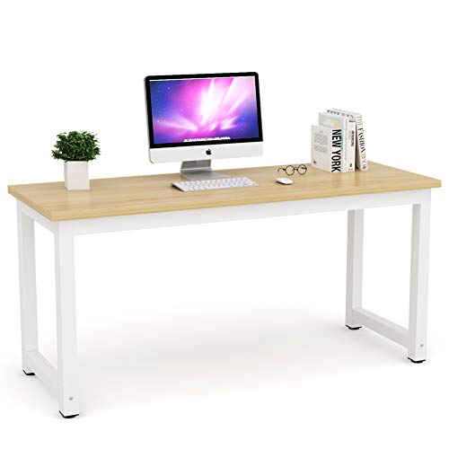 Tribesigns Modern Computer Desk, 63 x 31.5 inch Large Executive Office Desk Computer Table Study Writing Desk Workstation for Home Office, Spliced Desktop, White