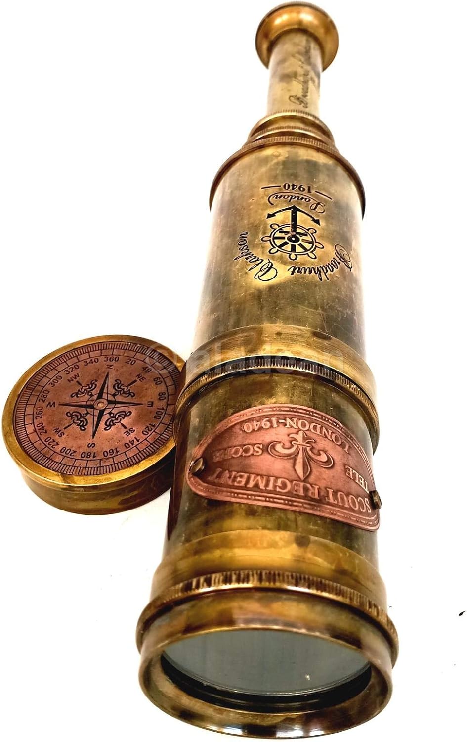 Scout Regiment Brass Telescope 19 London 1940 Broadhurt Clarkson Antique Replica Spyglass Scope High Resolution DF Lens Brilliant Magnification