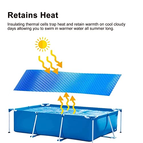 Solar Pool Cover Heat Retaining Blanket Swimming Pool Cover Indoor Outdoor, Micro-Bubble Solar Covers for In-Ground Above-Ground Rectangular Pools and Outdoor Hot Tubs,Dust and Rainproof(4x5 m/13x16.5