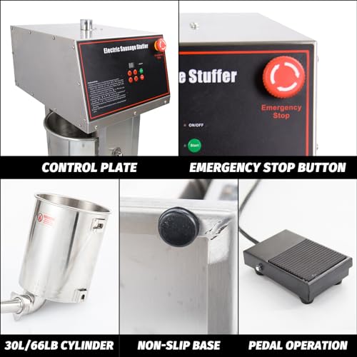 Electric Sausage Stuffer 55LBS Vertical Sausage Maker Machine Stainless Steel Sausage Filler Machine with 4 Stuffing Tubes for Commercial & Home Use
