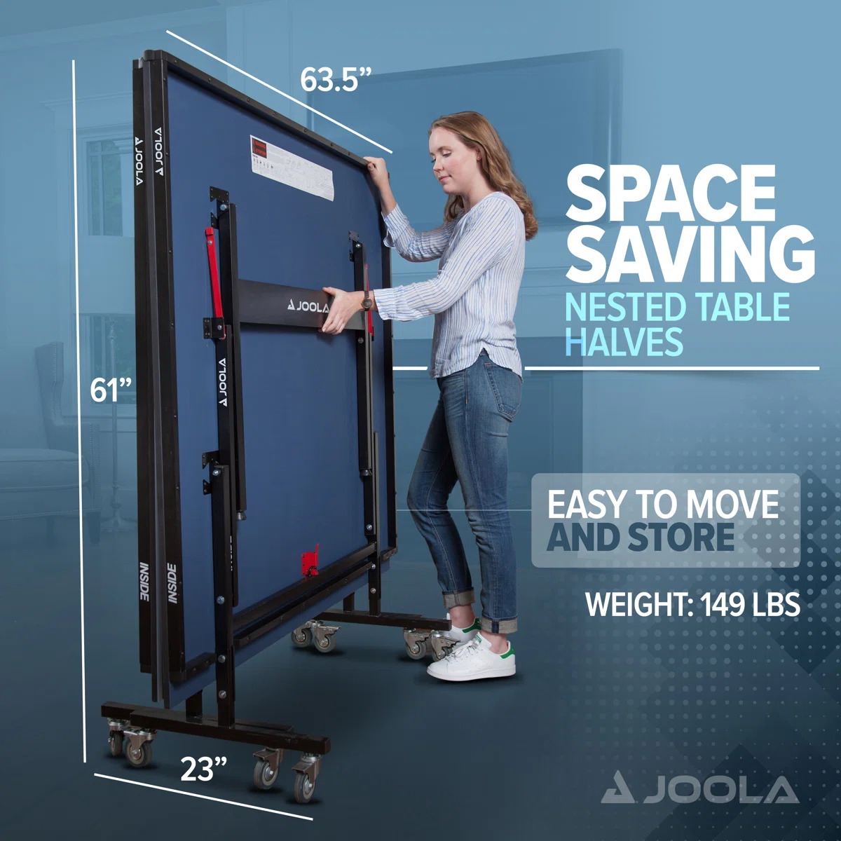 Joola Inside, Indoor Table Tennis Table with Net and Post Set - 10 Minute Easy Assembly