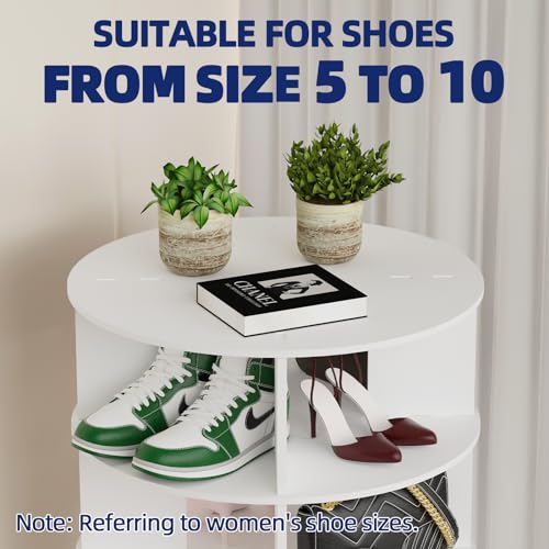 Rotating Shoe Rack 7-Tier Wood Shoe Organizer for Closet Holds 32 Pairs of Shoes 360° Spinning Shoe Rack Tower Space-Saving Shoe Storage Shelf