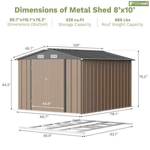 Patiowell 3 x 3 FT Outdoor Storage Shed,Small Garden Tool Storage Shed with Sloping Roof and Single Lockable Door, Outdoor Shed for Backyard Garden Patio Lawn, Grey