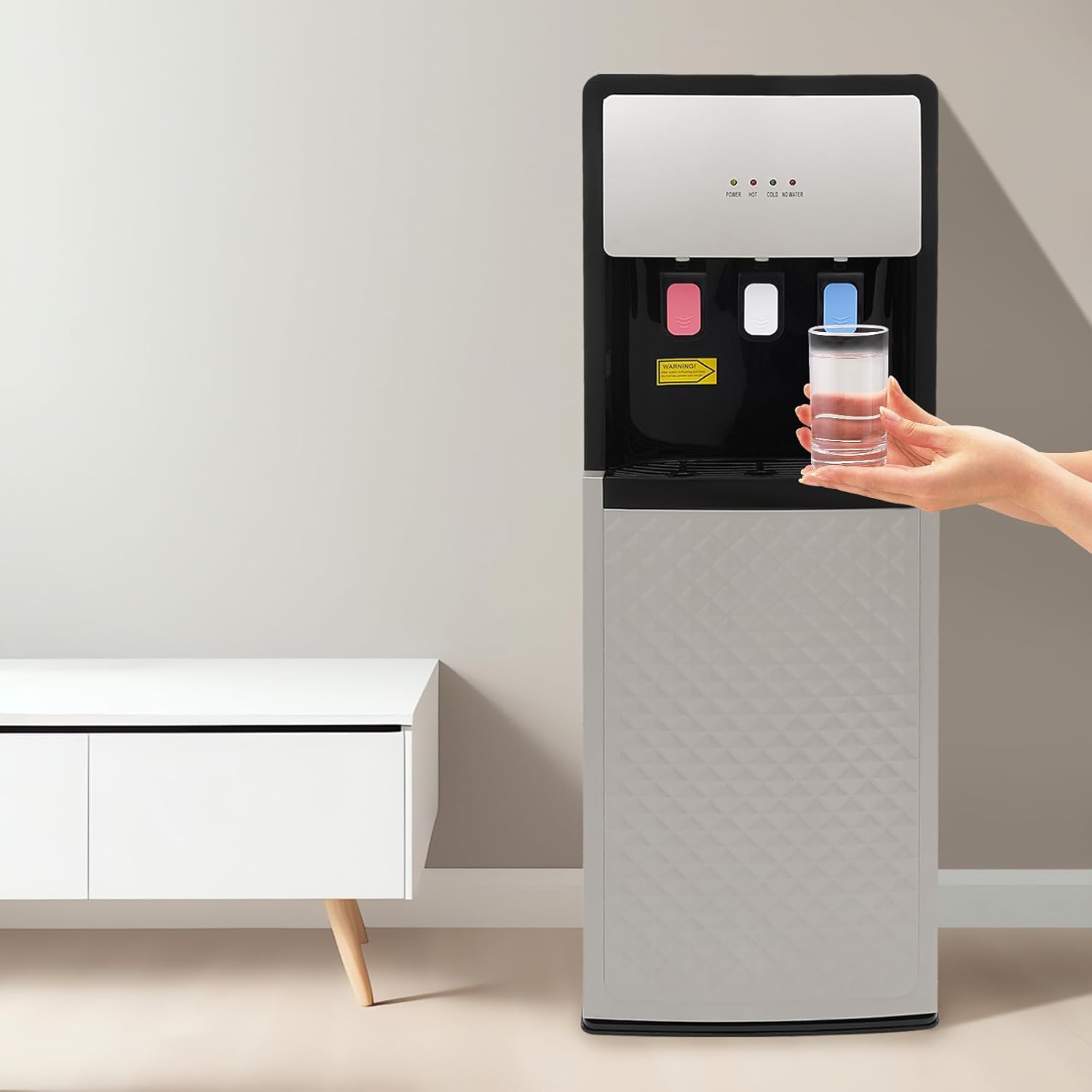 Water Cooler Dispenser Bottom Loading Water Dispenser Hot and Cold Standing Water Cooler Holds 2 & 5 Gallon Bottles 3 Temperature Spouts for Home Office