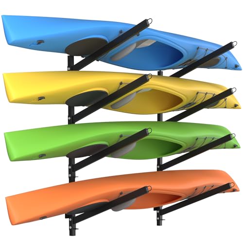 Adjustable Kayak Storage Rack, Freestanding Sup Storage Stand, Weatherproof Canoe Holder, Heavy Duty Paddleboard Bracket, Surfboard Bracket for Indoor, Outdoor, Garage, Shed, Dock