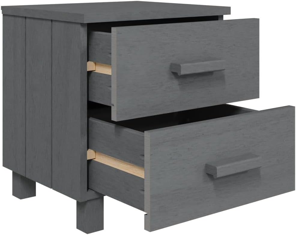 [NEW] Solid Wood Bedside Cabinets - Dark Gray Allesoky HAMAR 2-piece5.3.7.5 - Stylish and Sturdy Solution for Your Bedroom-Gray
