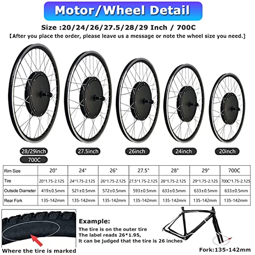 Electric Bicycle Conversion Kit 48V 350W/500W/1000W/1500W Rear Hub Motor Ebike Conversion Kit for Rear Wheel with LCD Display & PAS for Mountain Road Commuter Bicycle,48V350W-26