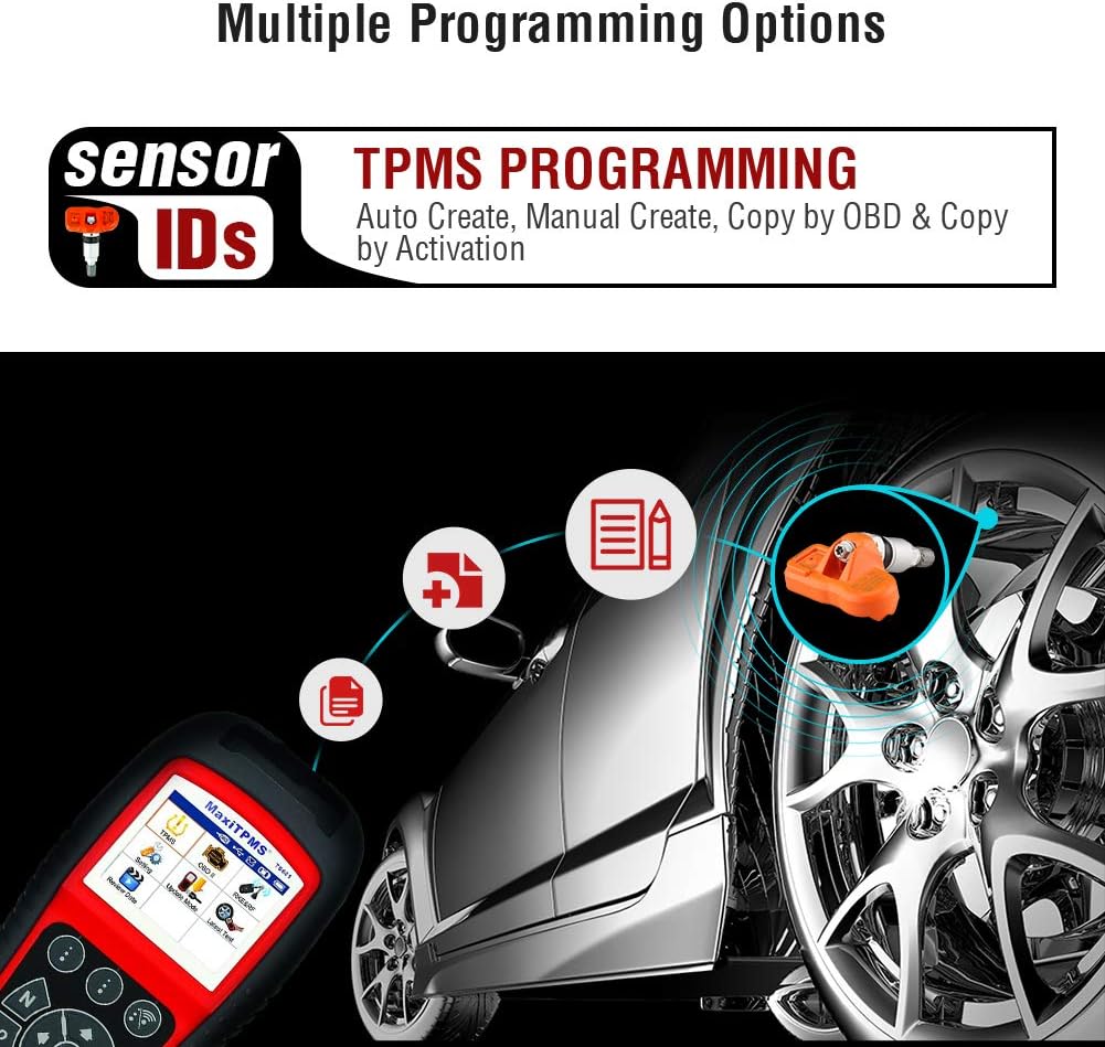 Autel MaxiTPMS TS601, Upgraded of TS508K/TS508/TS408, Wirelessly Sensor TPMS Reprogramming Activation Relearn Tool with OBDII Code Reader Function