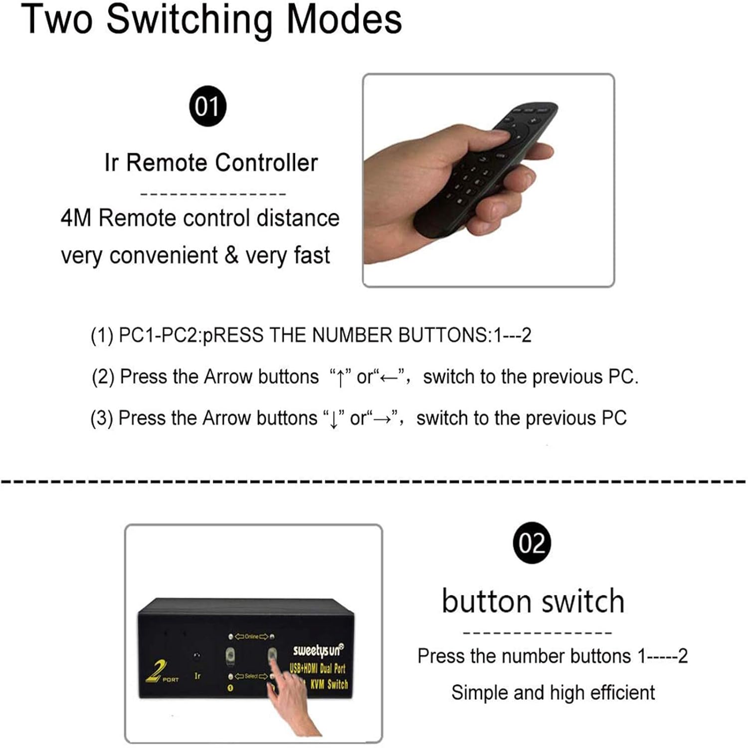 Kvm Switch Dual Monitor HDMI 2 Port,Kvm Switch with USB 2.0 Hub,4k@30Hz,for 2 Computers Share Dual Video Screen and Keyboard Mouse,Dual Display PC Switcher