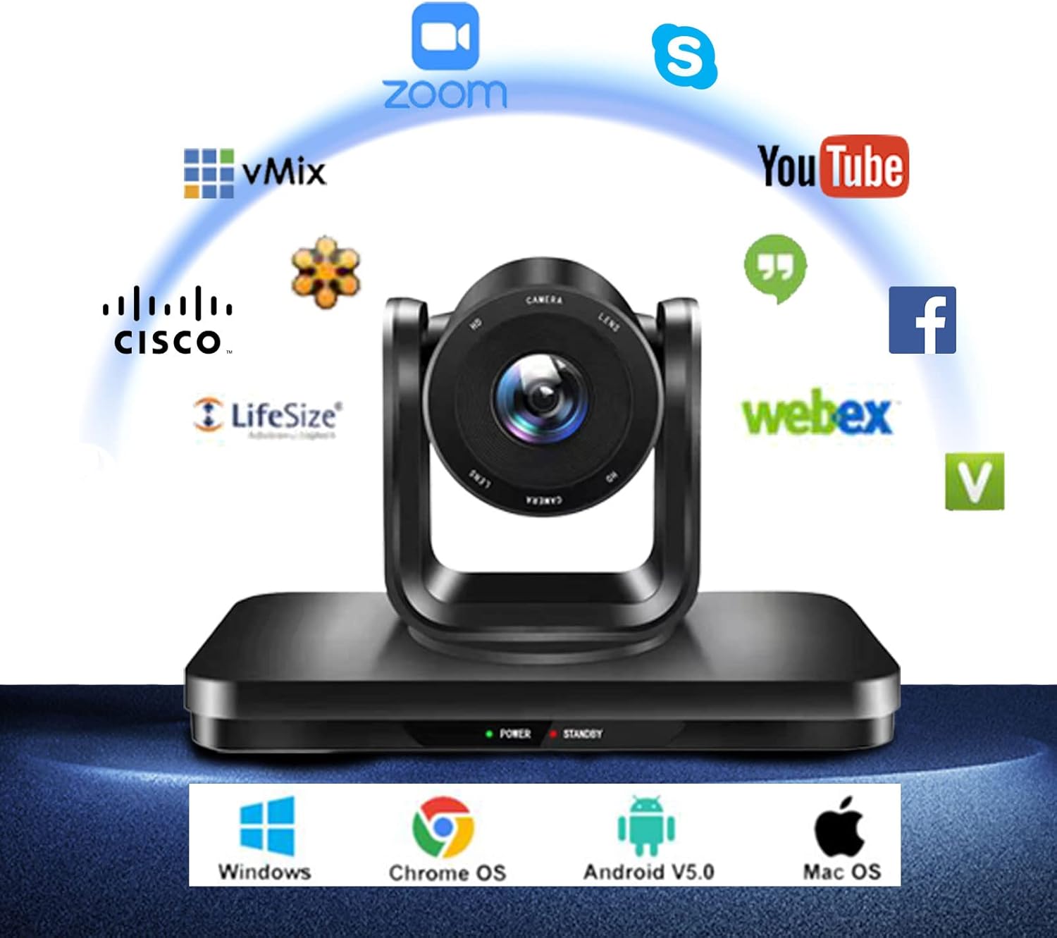 10X Optical Zoom PTZ Camera USB2.0 Video Conference Room Camera 1080P Conferencing System Computer Webcam for Living Streaming,Business Meeting