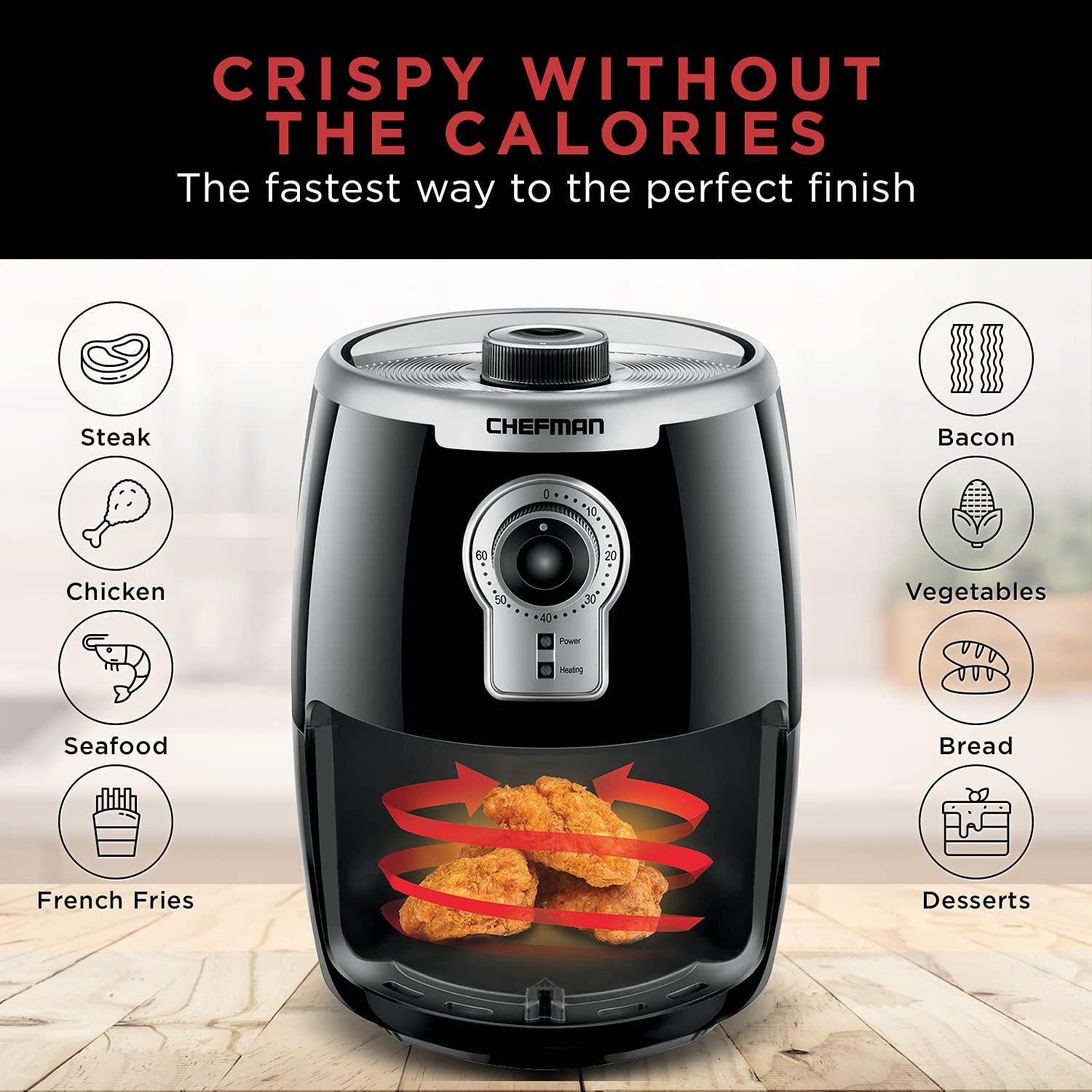 CHEFMAN Multifunctional Digital Air Fryer+ Rotisserie, Dehydrator, Convection Oven, 17 Touch Screen & Small Compact Air Fryer Healthy Cooking, 2 Qt Nonstick, User Friendly