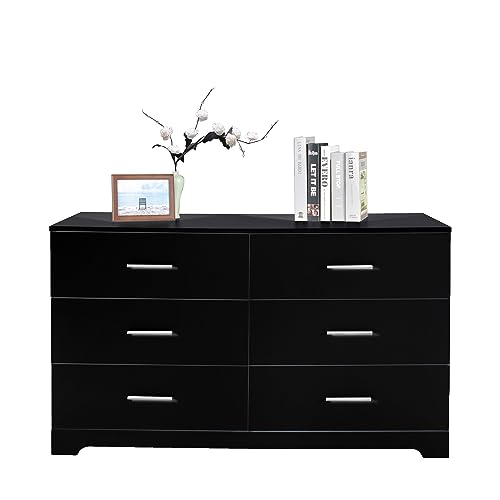 8 Drawer Dresser for Bedroom, Black Bedroom Dresser with Deep Drawers, Wood Chest of Drawers with Storage, 55 Inch Long Dresser Bedroom Furniture, 55.1" X 15.7" X 31.5"