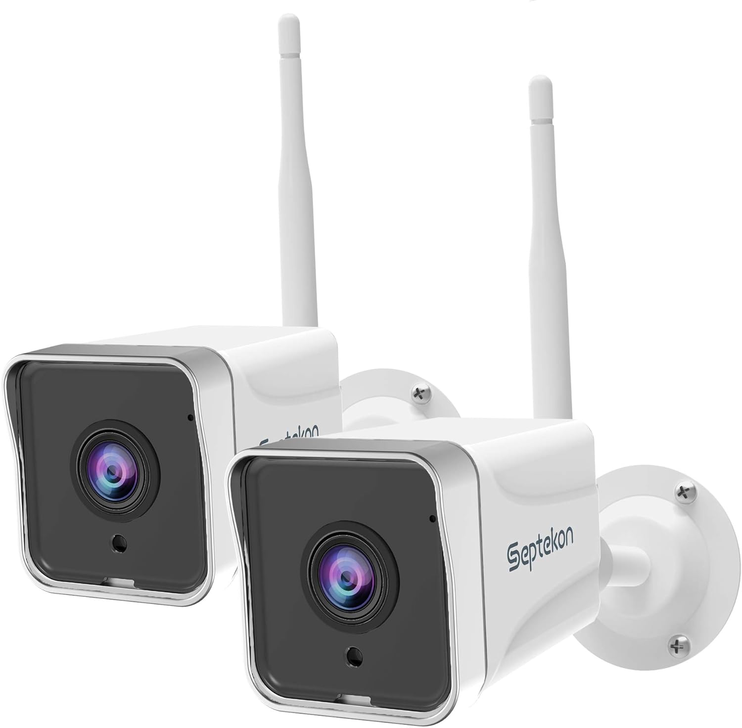 Security Camera Outdoor (2 Pack), Septekon 1080P WiFi Surveillance Cameras for Home Security, IP66 Waterproof Night Vision Camera with Motion Detection, 2-Way Audio, Cloud Storage, Work with Alexa