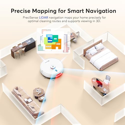 D20S Max+ Robot Vacuum and Mop, 6000Pa Suction for Pet Hair, with Self-Emptying Dock and Pet Grooming Parts, 10 Weeks Hands-Free Cleaning, PreciSense LiDAR Navigation, App & Voice Control