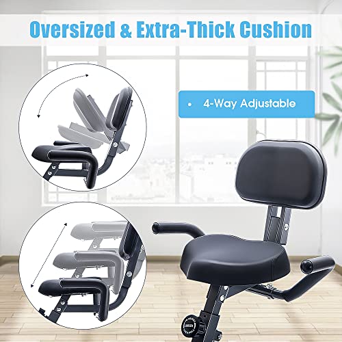 Merax Workout Bike For Home - 2 In 1 Recumbent Exercise Bike and Upright Indoor Cycling Bike Positions, 16 Level Magnetic Resistance Exercise Bike, Foldable Stationary Bike Machine, Fitness Bike