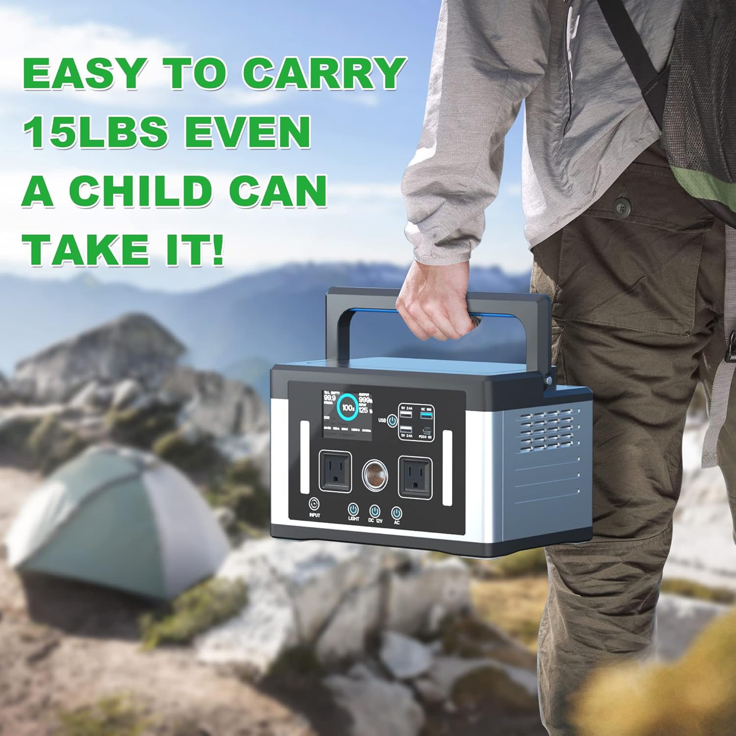 sevkumz Portable Power Station, 240Wh Backup LiFePO4 Battery, 110V/200W Pure Sine Wave AC Outlet, Solar Generator (Solar Panel Not Included) for Outdoors Camping Travel Hunting Emergency