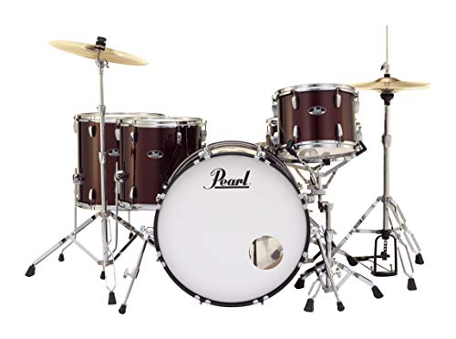 Pearl Roadshow Drum Set 4-Piece Complete Kit with Cymbals and Stands, Charcoal Metallic (RS584C/C706)