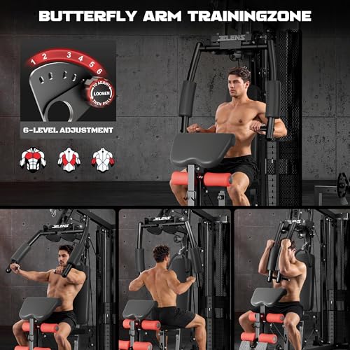 Home Gym, Multifunctional H11 Home Gym Equipment, Workout Station with 150LBS Weight Stack, Exercise Equipment with Pulley System for Full Body Training