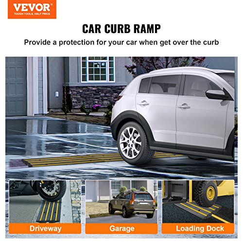VEVOR Curb Ramp for Driveway, 2 Pack Heavy Duty 32000 lbs Weight Capacity Car Ramp, 2.6 inch High Curbside Bridge Ramps for Loading Dock Garage Sidewalk,Expandable Full Ramp Set