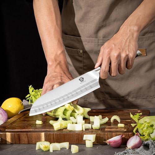 WILDMOK Kitchen Knife Block Set, 17-piece Knife Set with Wooden Block German Steel Kitchen Knives Sets with Bone Chopper, Gift Box