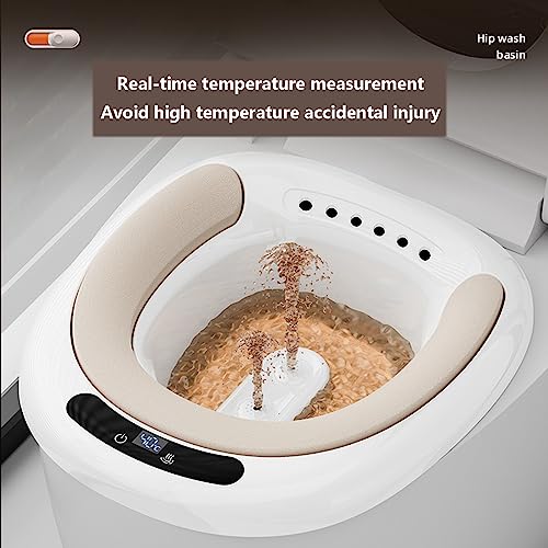 Electric Sitz Bath for Hemorrhoids Sitz Baths Tub for Toilet Seat Sitz Bathtub for Men Women Sits Bath Postpartum Care Kit Soaked Steam Relief of Vaginal/Anal Inflammation,PVC, Light Tan