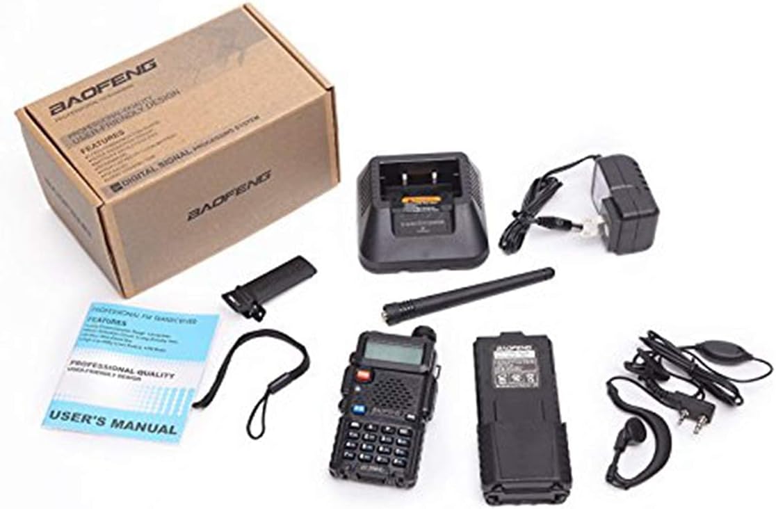 BaoFeng UV-5R High Power Tri-Power Portable Two-Way Radio 3800mAh Battery with 13.3inch ABBREE Tactical Antenna Pack of 2