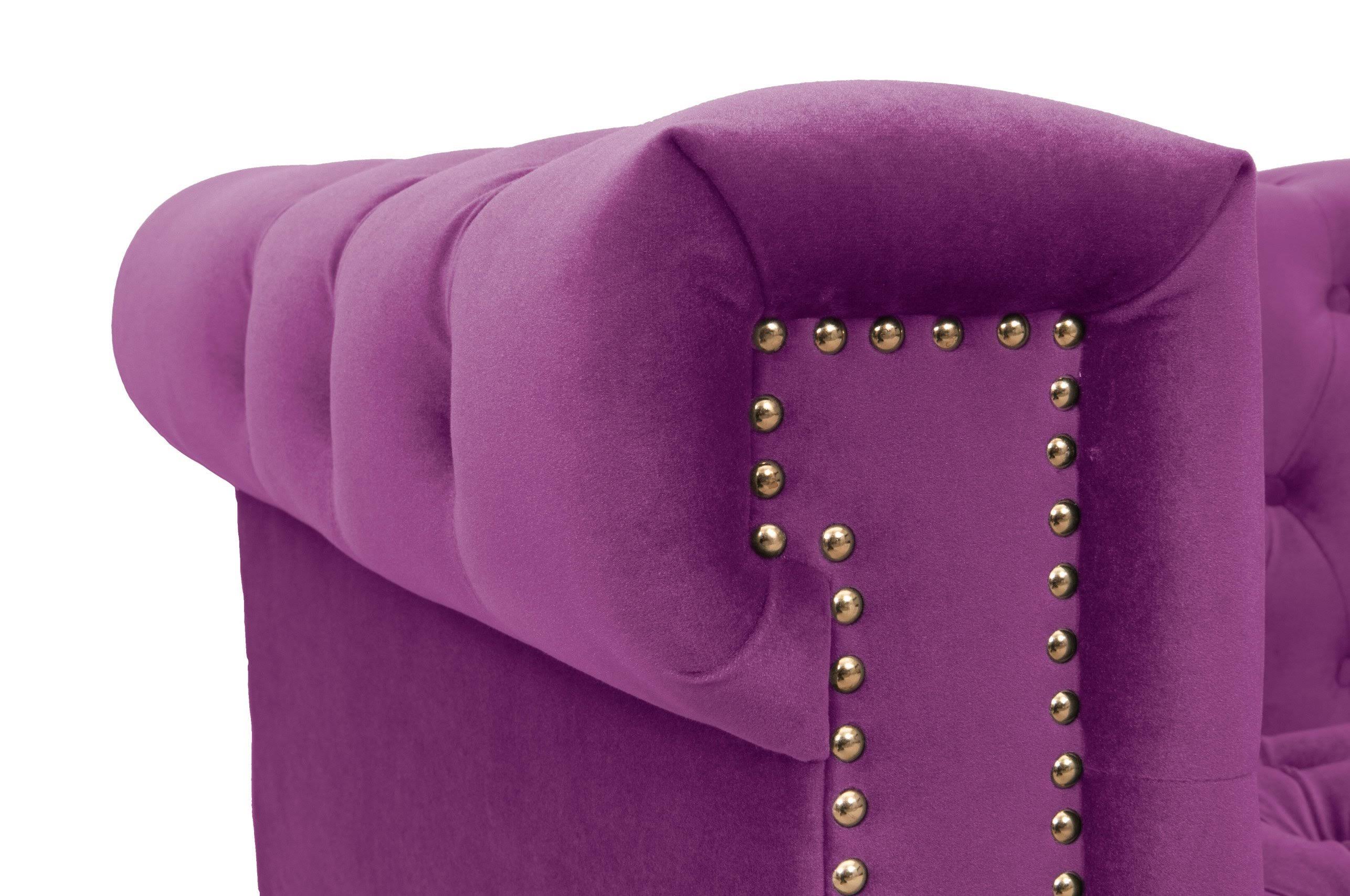 Chic Home BEA Purple Velvet Button Tufted Nailhead Club Chair