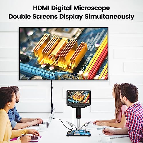 Andonstar AD407 3D HDMI Soldering Digital Microscope with Pro Metal Stand 4MP UHD and 7 inch Adjustable LCD Screen USB Video Microscopes for Phone Repairing SMT SMD DIY