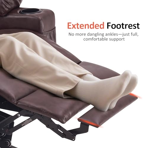 MCombo Power Lift Recliner Chair for Elderly, Lift Chair with Heat and Massage, FSC Certified, USB Ports, Cup Holders, Faux Leather 7040 (Black, Medium)