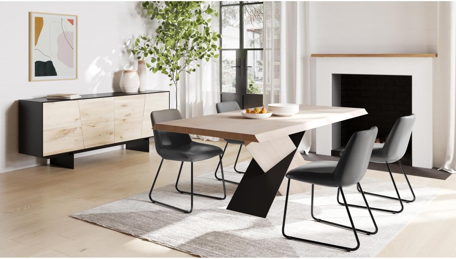 Moe's Home Collection Instinct Sideboard, Black and Natural