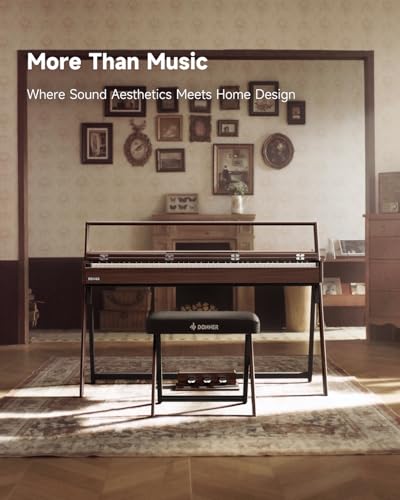 Donner OURA R300 88 Key Weighted Keyboard Piano for Advanced, Home Digital Piano with 88 Keys Graded Hammer Standard Keyborad, Bluetooth, LOCAL OFF, 2*15W, Half-pedal, 256 Polyphony, Walnut Wood Color