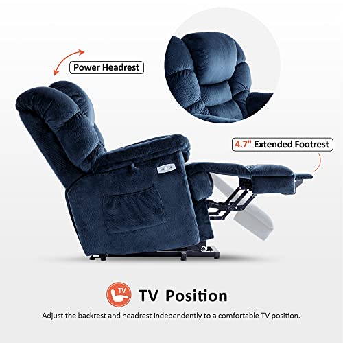 MCombo Triple Motor Power Lift Recliner Chair Sofa with Power Adjustable Headrest for Elderly People, Infinite Position, Fabric 7630 (Brown)