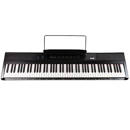 RockJam 88 Key Digital Piano Keyboard Piano with Full Size Semi-Weighted Keys, Power Supply, Sheet Music Stand, Piano Note Stickers & Simply Piano Lessons