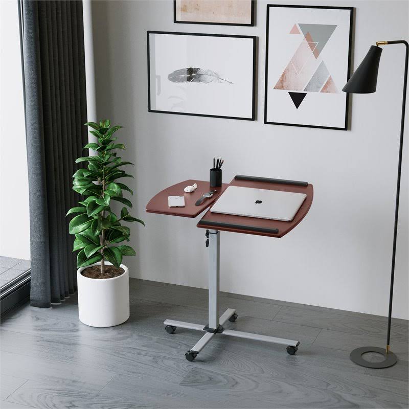 Techni Mobili Adjustable Laptop Cart Mahogany