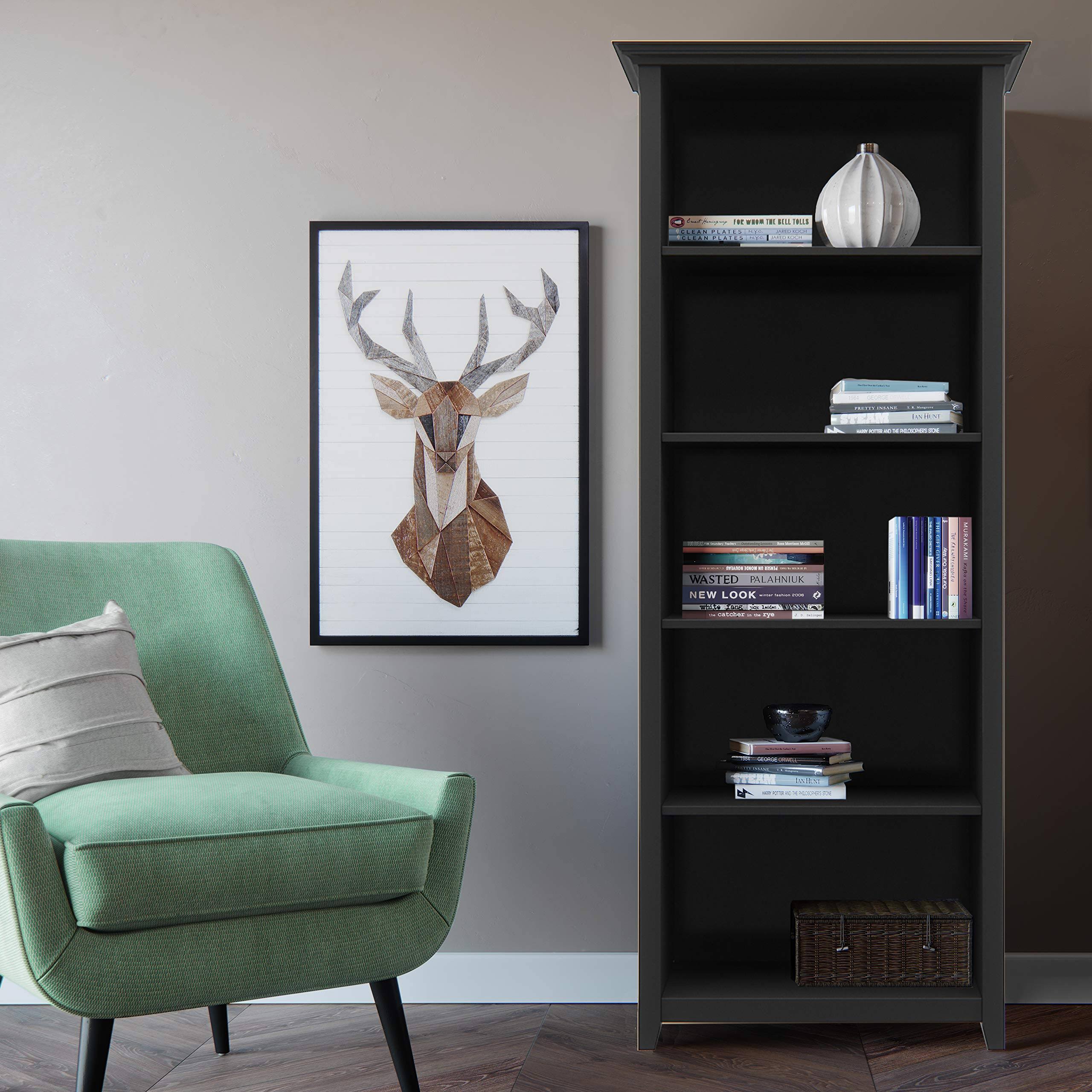 Simpli Home Amherst Solid Wood 5 Shelf Bookcase in Black