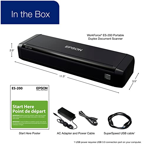 Epson - Workforce ES-C320W - Wireless Compact Desktop Document Scanner - 2-Sided Scanning and Auto Document Feeder - Paper and Card Scanner - Black