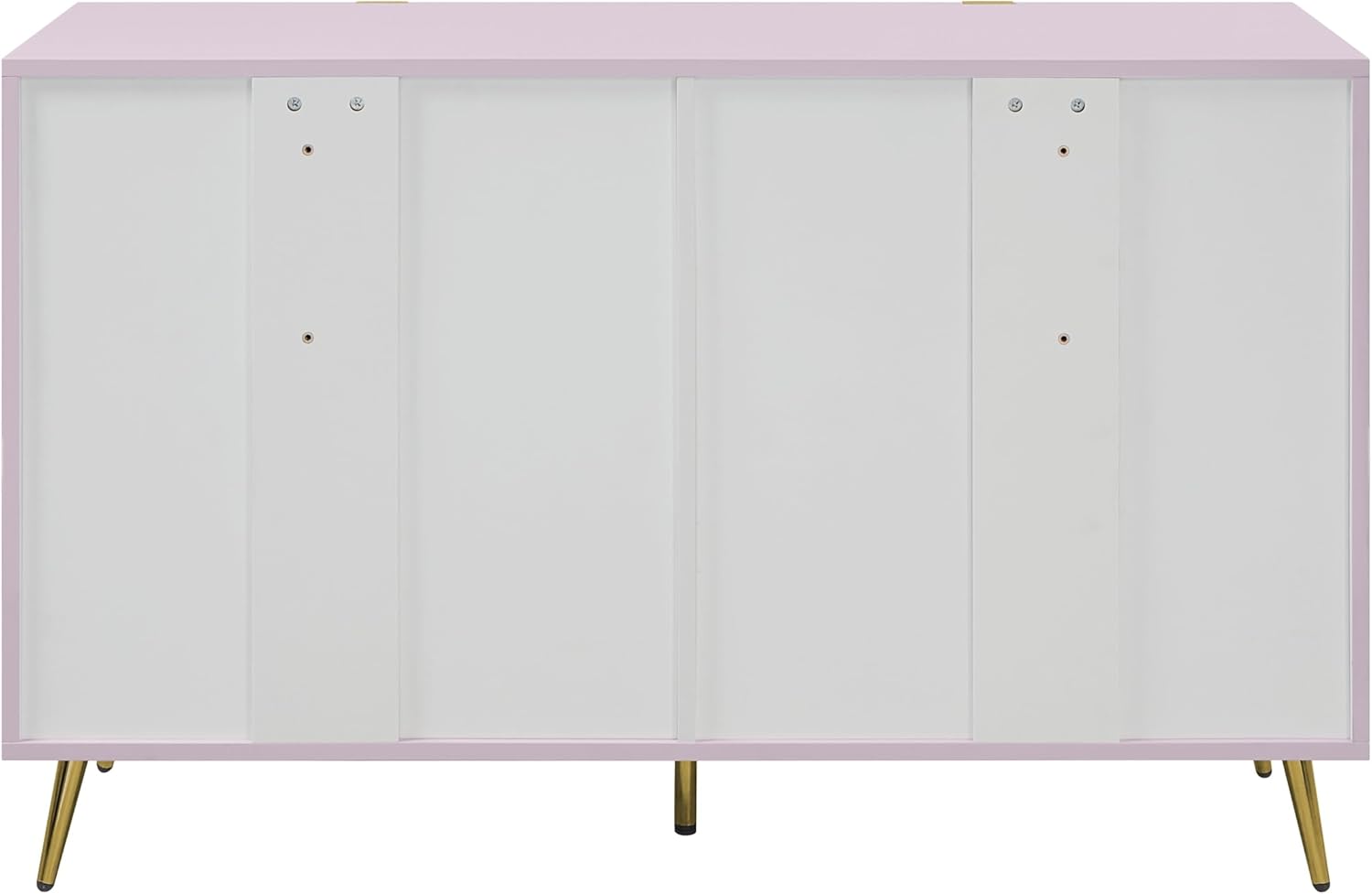 Acme Gaines 6-Drawer Contemporary Wood/Metal Dresser in Pink High Gloss