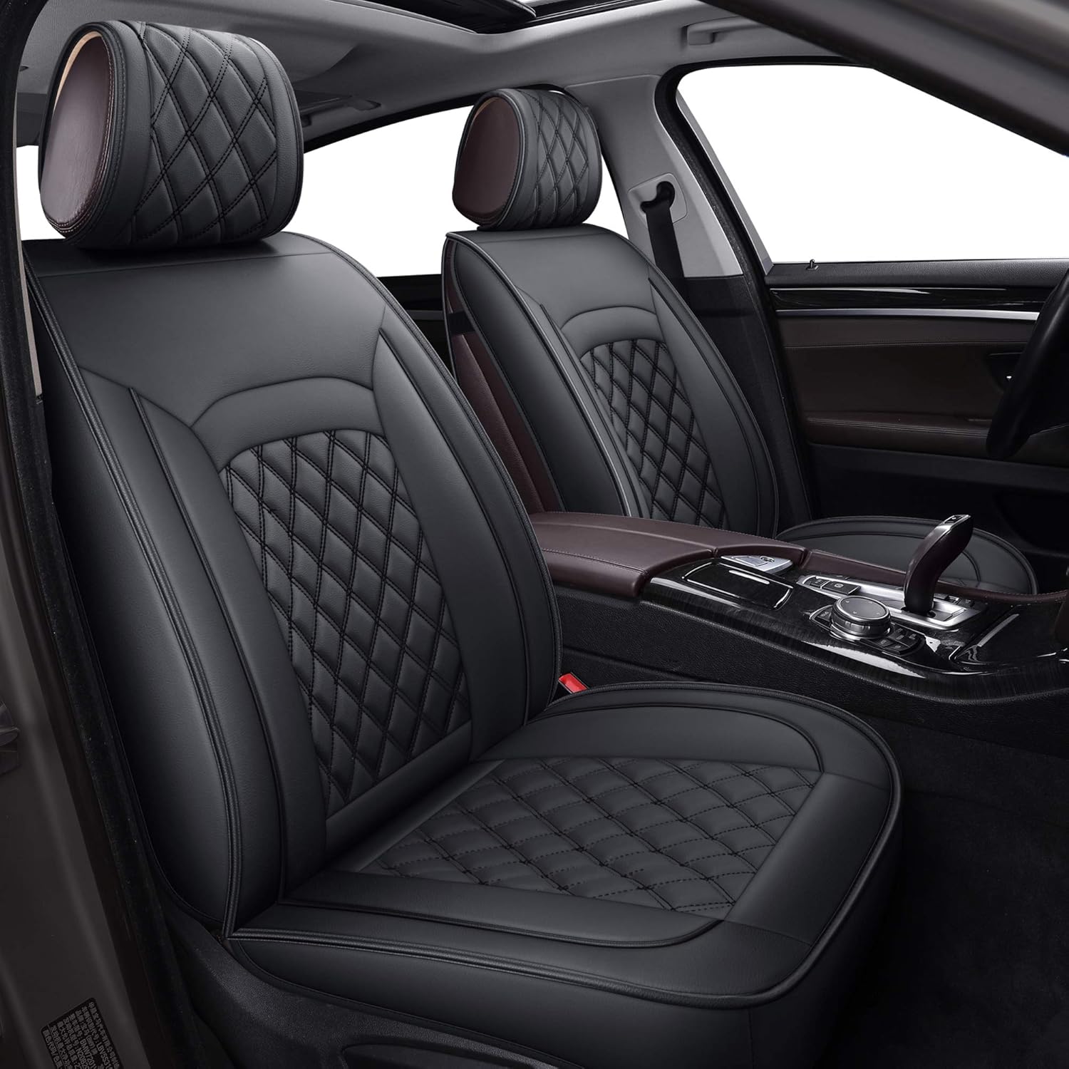 LUCKYMAN CLUB 12-SLX Car Seat Covers for SUV with Faux Leather, Also fit for Most Sedan (SLX-Black & White)