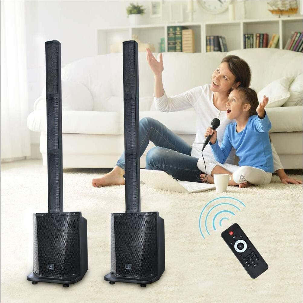 PRORECK PARTY 10 Portable 10-Inch 500 Watt Line Array Column Powered DJ/PA System Stage Tower Speaker with Bluetooth/USB/SD Card/Remote Control
