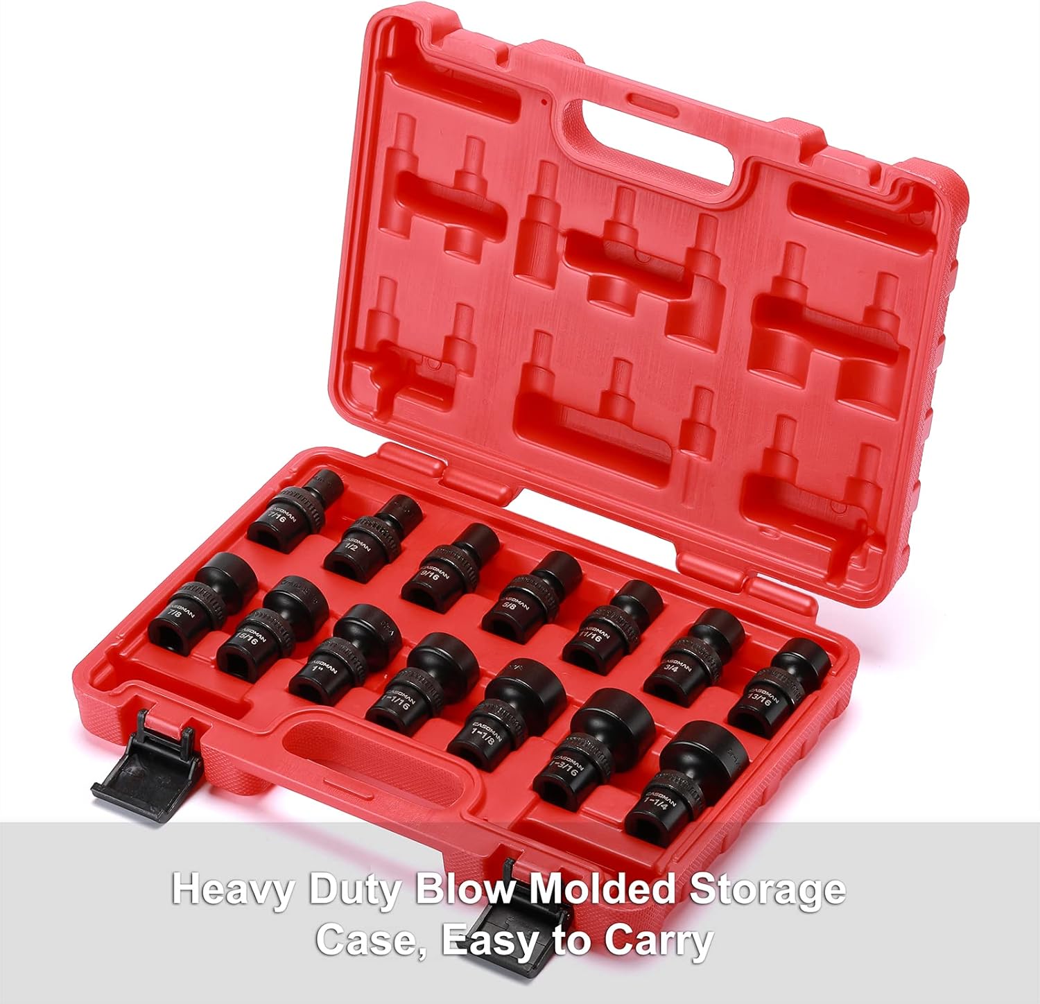 CASOMAN 15 PCS 3/8" Drive Shallow Universal Impact Socket Set, 6 Point, Metric,8-22mm