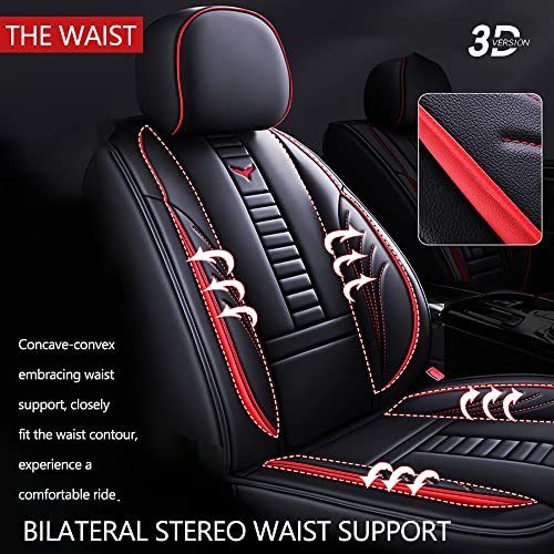 Waterproof 5 Car Seat Covers for Honda Passport 2019-2023, Premium Leather Automotive Front and Back Seat Protectors Compatible with Airbag (Black & Black Line)
