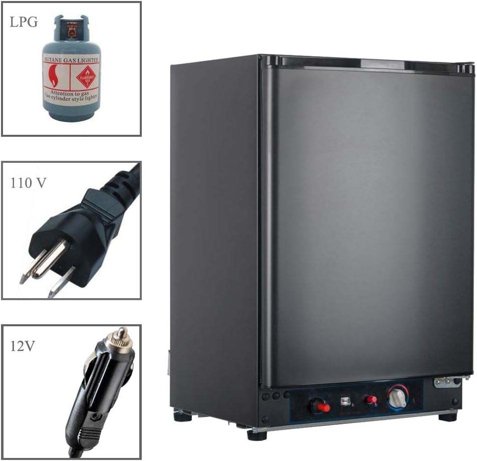 Smad 3 Way Refrigerator 12v Fridge for RV Trucks Propane Refrigerator No Noise Compact Mini Fridge Quiet No Noise