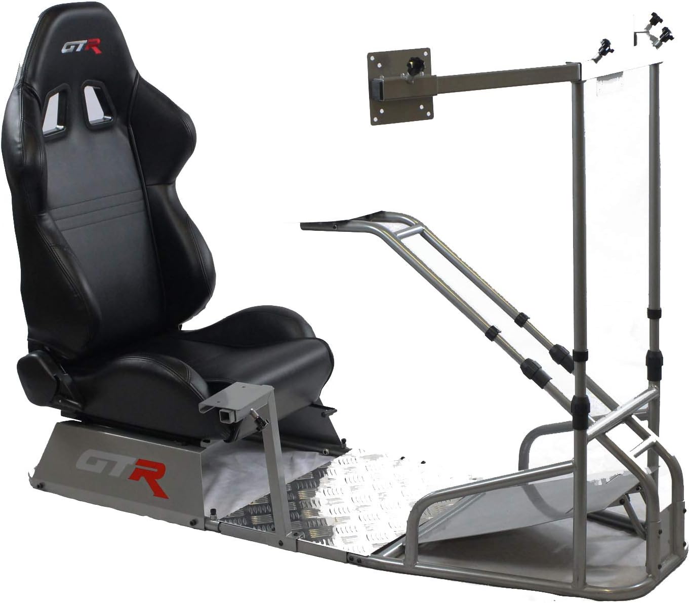 GTR Simulator - GTSF Model with Real Racing Seat, Driving Racing Simulator Cockpit with Gear Shifter Mount and Triple or Single Monitor Mount