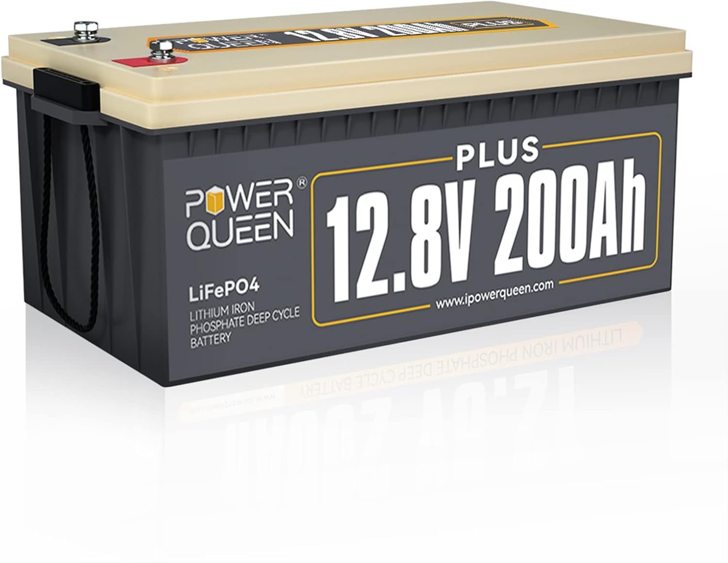 Power Queen 12V 200Ah Plus LiFePO4 Deep Cycle Lithium Battery, over 4000 Cycles, Built-in 200A BMS, 2560W Load Power, Backup Battery in Case of Power Outage, Perfect for RV, Off-Grid System, Solar.