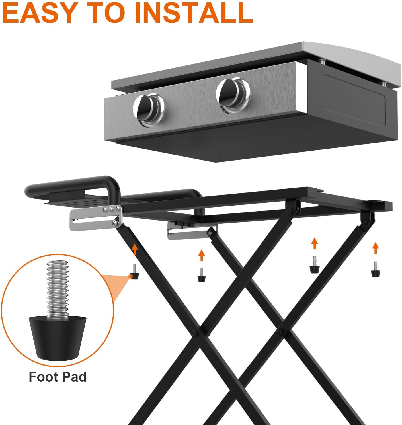 Portable Grill Cart for Blackstone 17 Inch & 22 Inch Table Top Griddles, Folding Cart Griddle Stand with Side Shelf for Blackstone 17" 22" Grills, Backyard, Camping and Outdoor Cooking
