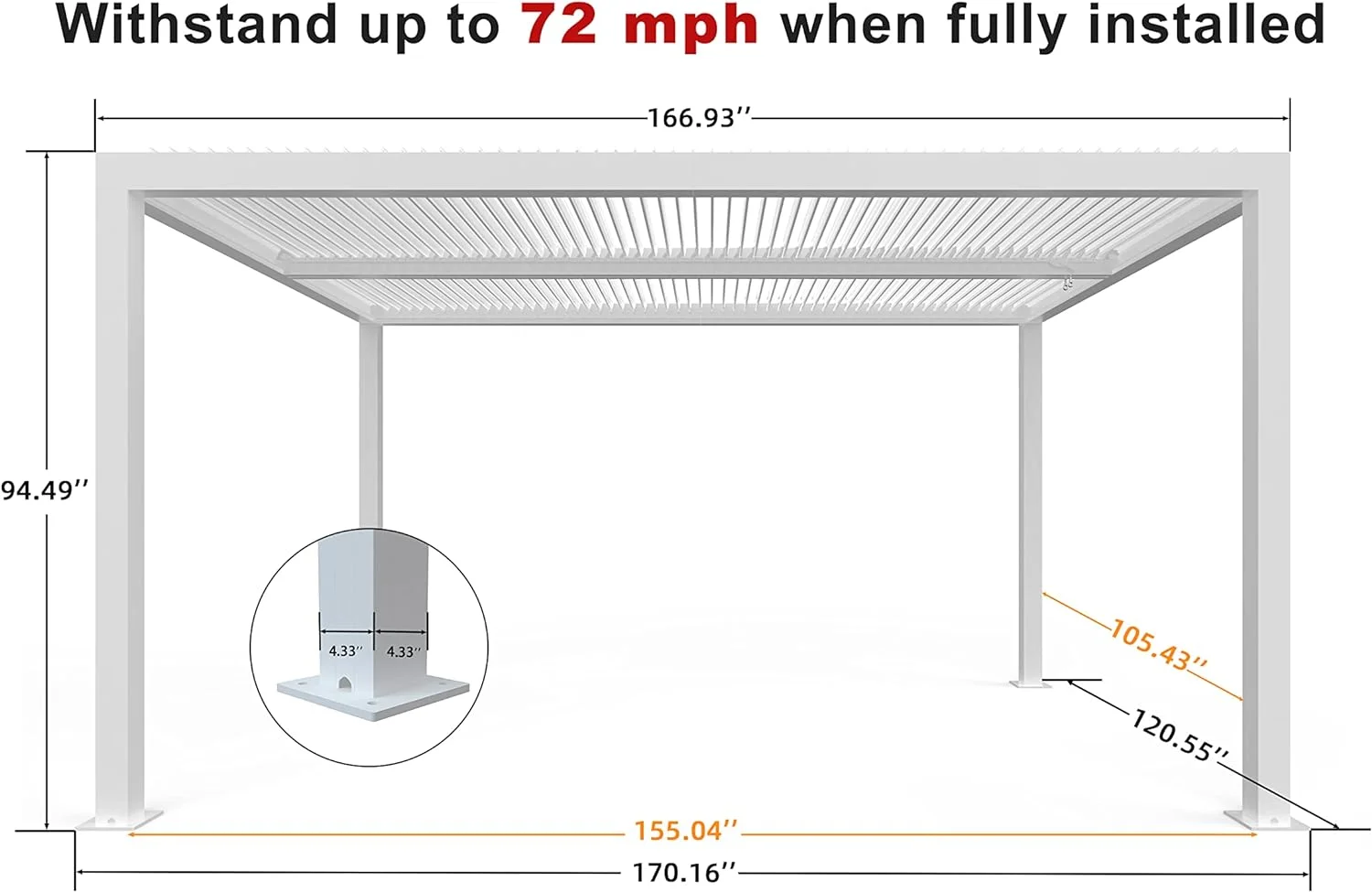 PURPLE LEAF Outdoor Louvered Pergola 10'x14' Aluminum Gazebo Modern White Patio Metal Pergola with Adjustable Rainproof Hardtop for Garden Lawns Yard