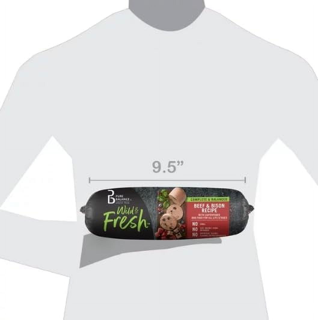 Pure Balance Wild & Fresh Dog Food, Beef & Bison Recipe, Rolled Chub, Dog Food for All Lifestages, 2 lb - Pack of 4